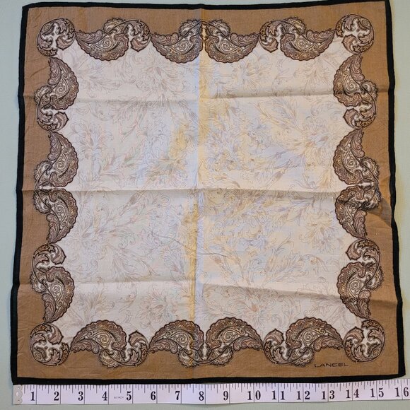 LANCEL Paisley Border (tan/brown ornate) - Picture 1 of 2